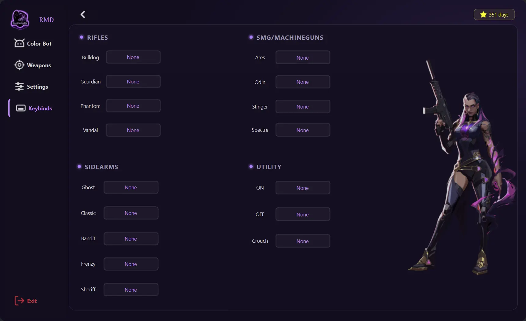 Valorant Color Bot Keybinds Screen