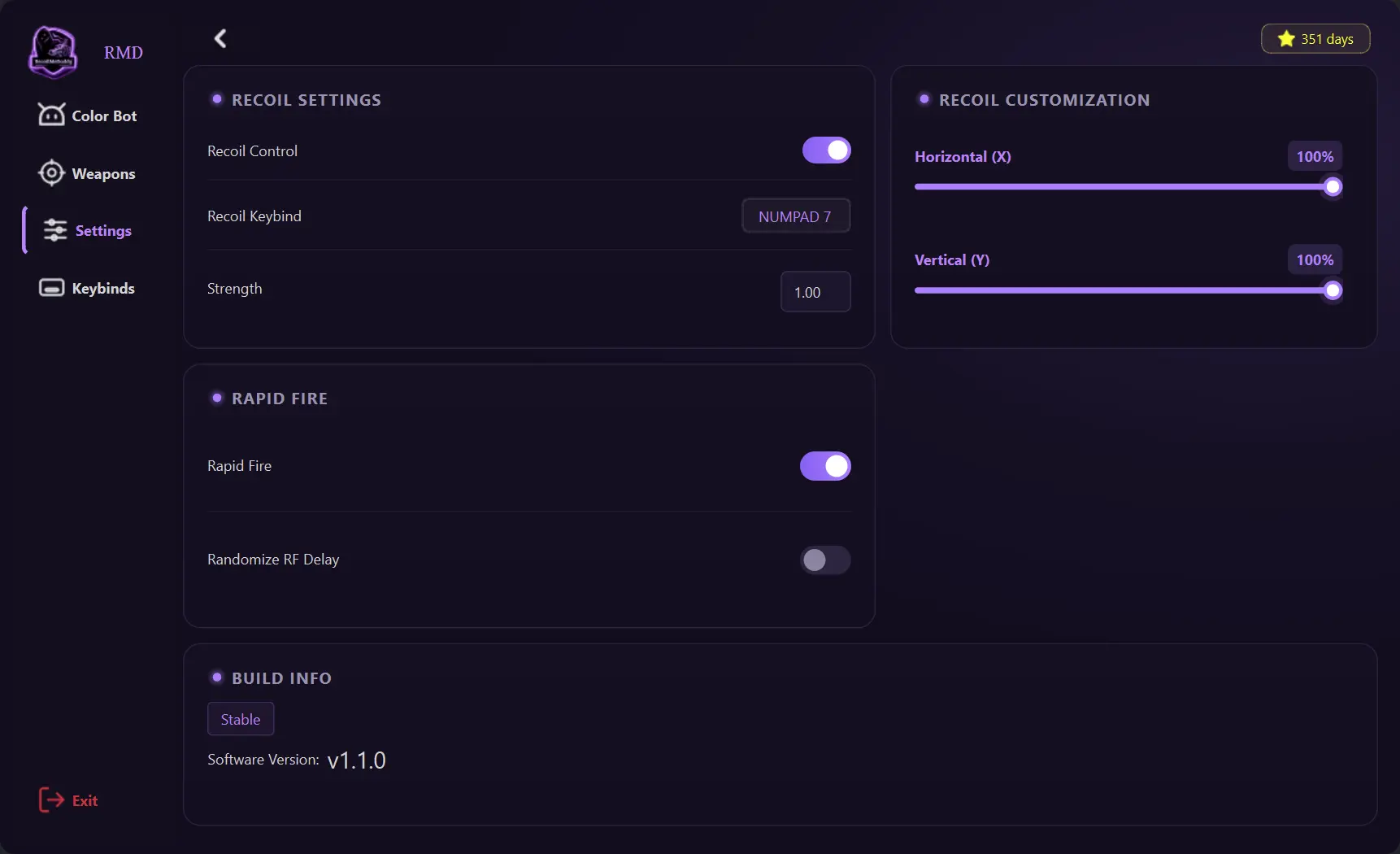 Valorant Color Bot Configuration Screen